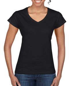 Gildan 64V00L - Junior Fit V-Neck T-shirt for Women Negro