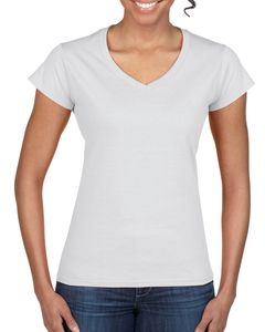 Gildan 64V00L - Junior Fit V-Neck T-shirt for Women Blanco