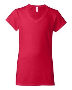 Gildan 64V00L - Junior Fit V-Neck T-shirt for Women Cherry Red