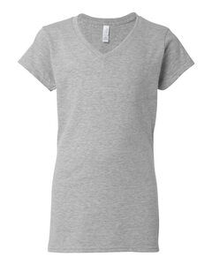 Gildan 64V00L - Junior Fit V-Neck T-shirt for Women Sport Grey