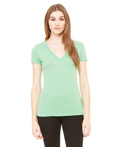 Bella+Canvas 8435 - Ladies Triblend Short-Sleeve Deep V-Neck T-Shirt Green Triblend