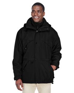 Ash City North End 88007 - Men's 3-In-1 Techno Series Parka With Dobby Trim Negro