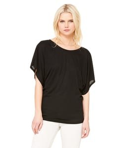 Bella+Canvas 8821 - Ladies Flowy Draped Sleeve Dolman T-Shirt Negro