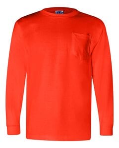 Bayside 3055 - Union-Made Long Sleeve T-Shirt with a Pocket Bright Orange