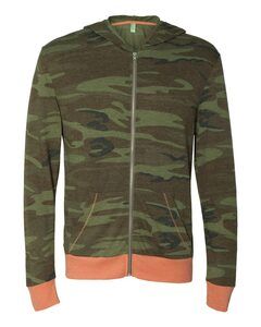 Alternative 1970ea - Printed Eco-Jersey Hooded Full-Zip Camo/ Eco True Orange