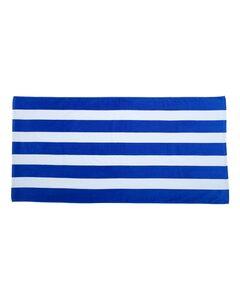 Carmel Towel Company C3060S - Cabana Stripe Velour Beach Towel Real Azul