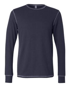 Bella+Canvas 3500 - Long Sleeve Thermal T-Shirt Navy/ Grey
