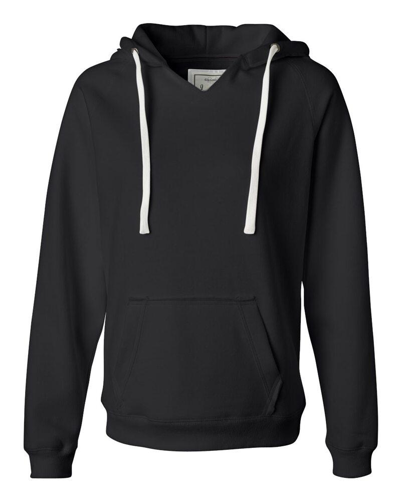 J. America 8836 - Ladies' Sueded V-Neck Hooded Sweatshirt