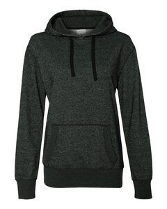 J. America 8860 - Ladies' Glitter French Terry Hooded Pullover Negro