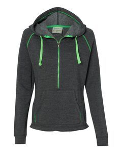 J. America 8876 - Ladies 1/2 Zip Triblend Hooded Sweatshirt