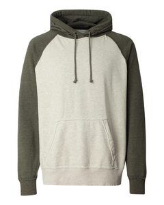 J. America 8885 - Vintage Heather Hooded Sweatshirt Oatmeal Heather/ Army Heather