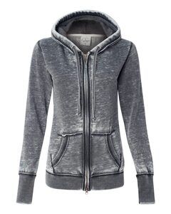 J. America 8913 - Ladies' Zen Fleece Full-Zip Hooded Sweatshirt Dark Smoke