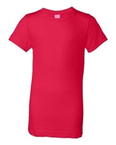 LAT 2616 - Girls' Fine Jersey Longer Length T-Shirt Rojo