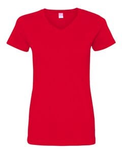 LAT 3507 - Remera fina de jersey con cuello en V Rojo
