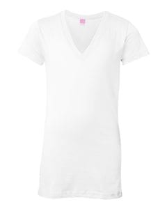 LAT 3607 - Junior Fit Fine Jersey V-Neck Longer Length T-Shirt