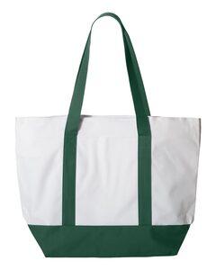 Liberty Bags 7006 - Bay View Zipper Tote White/ Forest