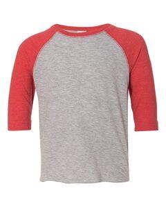 Rabbit Skins 3330 - Toddler Fine Jersey Three-Quarter Sleeve Baseball T-Shirt Vintage Heather/ Vintage Red