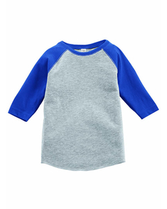 Rabbit Skins 3330 - Toddler Fine Jersey Three-Quarter Sleeve Baseball T-Shirt Vintage Heather/ Vintage Royal