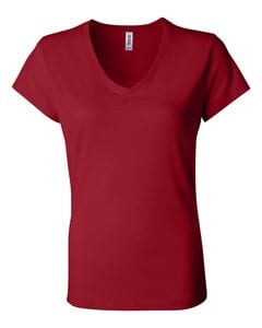 Bella+Canvas 6005 - Ladies' Short Sleeve V-Neck Jersey T-Shirt Rojo
