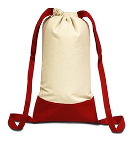 Liberty Bags 8876 - Bolsa de lona de algodón con cordón y parte inferior con contraste de color Natural/ Red