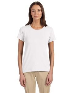 Devon & Jones DP182W - Perfect Fit Ladies Shell T-Shirt Blanco