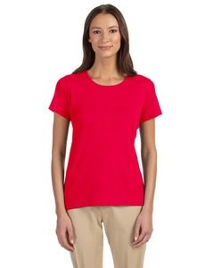 Devon & Jones DP182W - Perfect Fit Ladies Shell T-Shirt Rojo