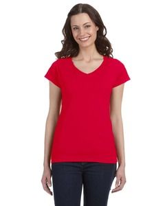 Gildan G64VL - Softstyle® Ladies 4.5 oz. Junior Fit V-Neck T-Shirt Color rojo cereza