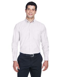 Harriton M600 - Men's Long-Sleeve Oxford with Stain-Release Blanco