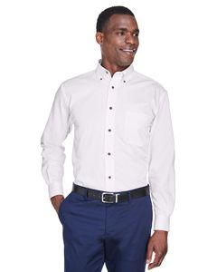 Harriton M500 - Men's Easy Blend Long-Sleeve Twill Shirt with Stain-Release Blanco