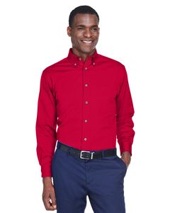 Harriton M500 - Men's Easy Blend Long-Sleeve Twill Shirt with Stain-Release Rojo