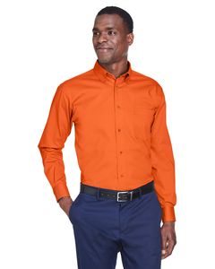 Harriton M500 - Men's Easy Blend Long-Sleeve Twill Shirt with Stain-Release Equipo Naranja