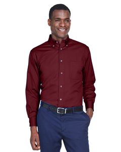 Harriton M500 - Men's Easy Blend Long-Sleeve Twill Shirt with Stain-Release Wine