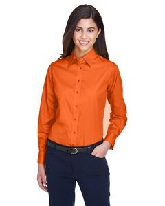 Harriton M500W - Ladies Easy Blend Long-Sleeve Twill Shirt with Stain-Release