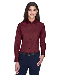 Harriton M500W - Ladies Easy Blend Long-Sleeve Twill Shirt with Stain-Release