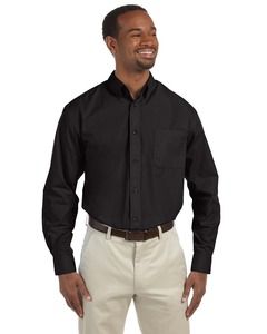 Harriton M510T - Men's Tall 3.1 oz. Essential Long-Sleeve Poplin Negro