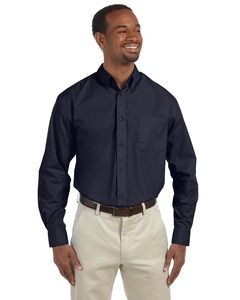 Harriton M510T - Men's Tall 3.1 oz. Essential Long-Sleeve Poplin Marina