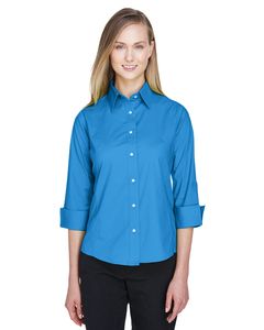 Devon & Jones DP625W - Ladies Three-Quarter Sleeve Stretch Poplin Blouse Francés Azul