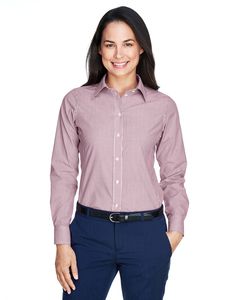 Devon & Jones D645W - Ladies Crown Collection Banker Stripe Borgoña