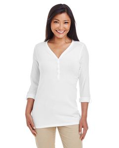 Devon & Jones DP186W - Ladies Perfect Fit  Y-Placket Convertible Sleeve Knit Top