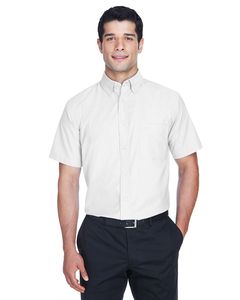 Harriton M600S - Men's Short-Sleeve Oxford with Stain-Release Blanco