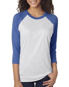 Next Level 6051 - Remera Unisex Raglan manga tres cuartos de 3 telas Heather White/ Vintage Royal