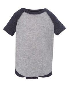 Rabbit Skins 4430 - Fine Jersey Infant Three-Quarter Sleeve Baseball Bodysuit Vintage Heather/ Vintage Navy