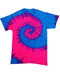 Colortone T1001Y - Remera teñida multicolor para jóvenes Flo Blue & Pink