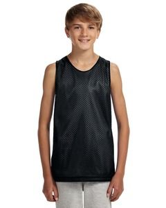 A4 N2206 - Youth Reversible Mesh Tank Shirt Negro / Blanco