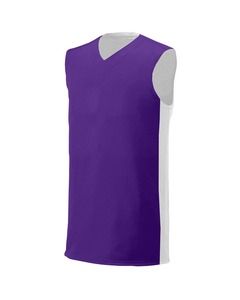 A4 N2320 - Adult Reversible Moisture Management Muscle Shirt Purple/White