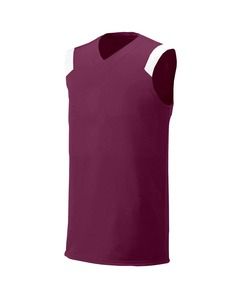 A4 N2340 - Adult Moisture Management V Neck Muscle Shirt Maroon/White