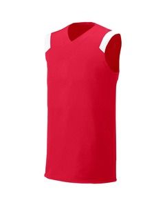 A4 N2340 - Adult Moisture Management V Neck Muscle Shirt Scarlet/White