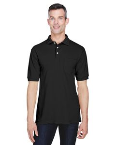 Harriton M265P - 5.6 oz. Easy Blend Polo 
with Pocket Negro