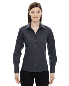 Ash City North End 78674 - Ladies Boardwalk Wrinkle-Free Two-Ply 80s Cotton Striped Tape Shirt