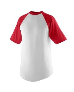 Augusta 424 - Youth Short-Sleeve Baseball Jersey Blanco / Rojo